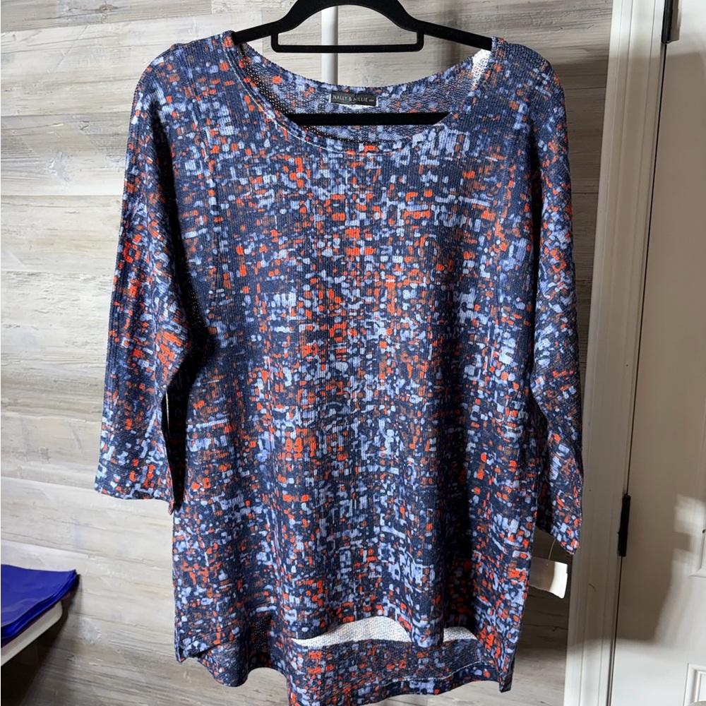 Nally & Millie Multicolor Abstract Tunic Top 1027